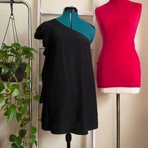 Parker silk one sleeve black dress XS